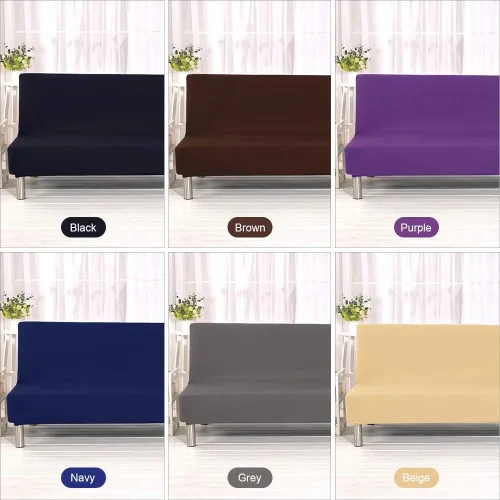 Vista 7 de ele ELEOPTION Funda de futón sin brazos, funda elástica para sofá cama, protector sin reposabrazos, elástico de elastano, moderno, simple, plegable