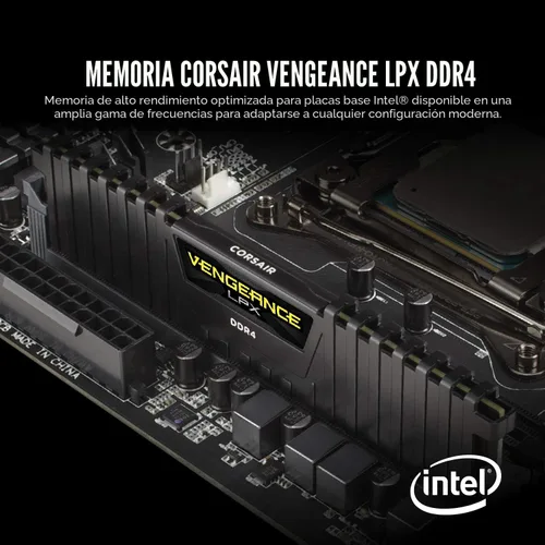 Vista 2 de Corsair LPX 32GB (2x16GB) 3200MHz C16 DDR4 DRAM Kit de memoria, negro (CMK32GX4M2B3200C16)