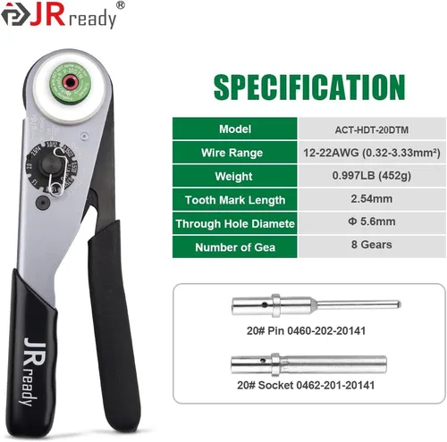 Vista 4 de JRready ST6360 Kit de conectores Deutsch, conector DTM 2 3 4 6 8 12 pines, herramienta de engarce Deutsch, contactos sólidos 20-22 AWG, 10 piezas
