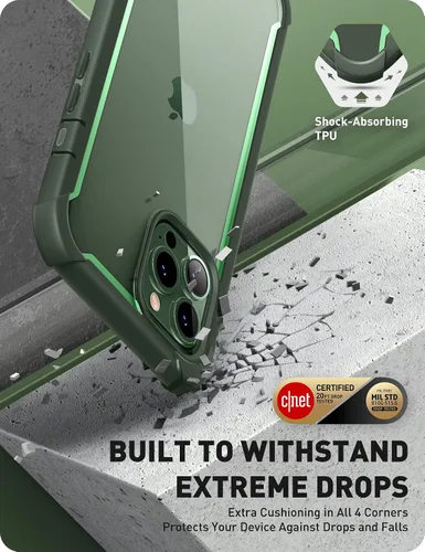 Vista 4 de i-Blason Ares - Funda para iPhone 13 Pro Max de 6.7 pulgadas [protector de pantalla integrado] [protección de grado militar] Funda transparente