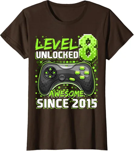 Vista 17 de Level 8 Unlocked Awesome 2015 Video Game 8th Birthday Boy T-Shirt, Negro