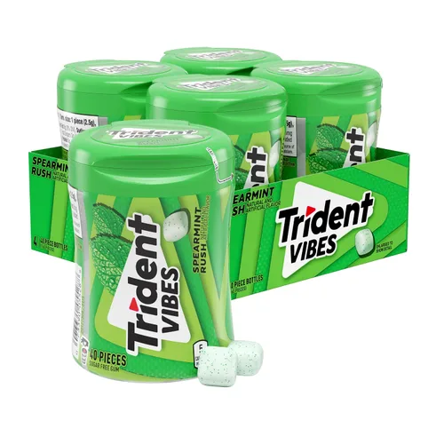 Vista 20 de Trident Vibes SOUR PATCH KIDS Redberry - Goma de mascar sin azúcar, botella de 40 piezas (paquete de 2)