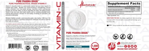 Vista 4 de Metabolic Nutrition Vitamina C, 1000 mg, grado farmacéutico puro, ácido ascórbico de alta absorción (3.53 oz)