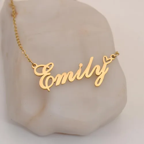 Vista 6 de Aoloshow Collar personalizado con nombre de corazón personalizado con cualquier nombre, joyería de acero inoxidable para mujer, regalo de graduación