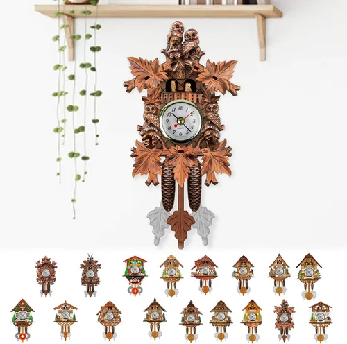Vista 2 de LAPUTA Reloj de pared de madera preciso reloj colgante de madera estilo nórdico antiguo adornos decorativos para sala de estar 10