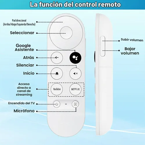 Vista 6 de Control remoto de repuesto para Google TV Streamer (4K), control remoto por voz