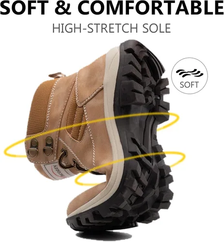 Vista 3 de Botas impermeables para el trabajo de senderismo para mujer, botas tácticas de senderismo para la nieve de invierno, botas de senderismo