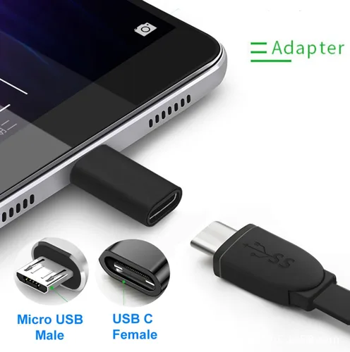 Vista 2 de Adaptador USB C a Micro USB, paquete de 2, adaptador micro USB (macho) a USB C (hembra) compatible con Samsung Galaxy S7/S6/S5/S4/S3, Note 5/4/3