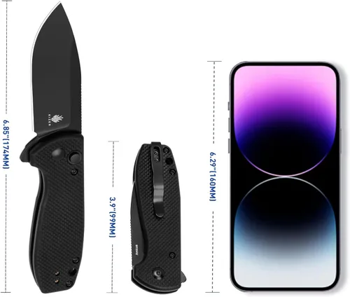 Vista 6 de Kizer Amicus Cuchillo de bolsillo pequeño, 2.95 pulgadas 9Cr18MoV hoja de acero, mango negro G10 plegable EDC cuchillo L3002A1
