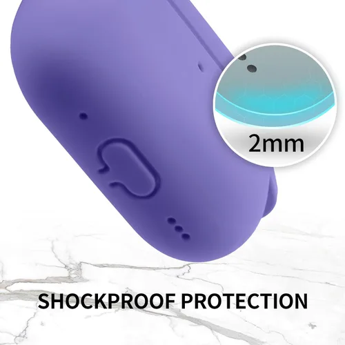 Vista 5 de Funda para AirPods Pro/Pro 2 con kit, funda protectora de silicona suave con llavero, color morado