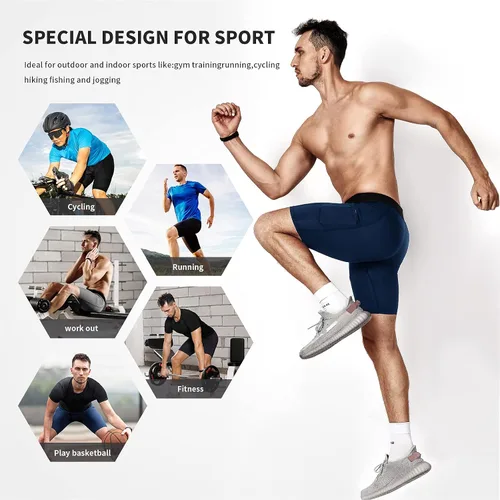 Vista 5 de Niksa Pantalones cortos de compresión para hombre, paquete de 23, ropa interior de compresión para hombre, pantalones cortos atléticos, pantalones