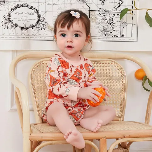 Vista 3 de FOCUSNORM Traje de San Valentín para bebé niña, ropa infantil de manga larga, mameluco lindo con cuello redondo