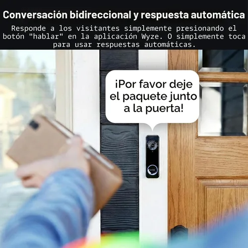 Vista 11 de Wyze Timbre de video con batería, cámara inalámbrica, 1536 x 1536 HD+ con visión nocturna a color, audio de 2 vías, vista 1:1 de cabeza a pies