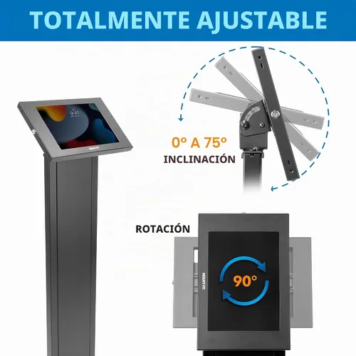 Vista 8 de Mount-It! Soporte de tablet antirrobo para piso y quiosco, quiosco de piso comercial con recinto universal, soporte de montaje de tablet