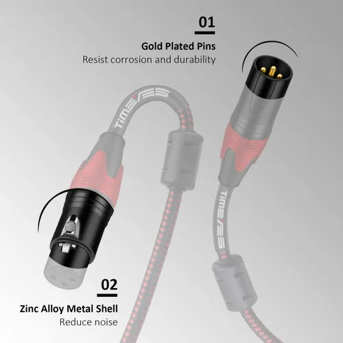 Vista 2 de XLR Patch Audio Cable - Cable de micrófono XLR macho a hembra - Cable de serpiente equilibrado - Cable de altavoz de 3 pulgadas