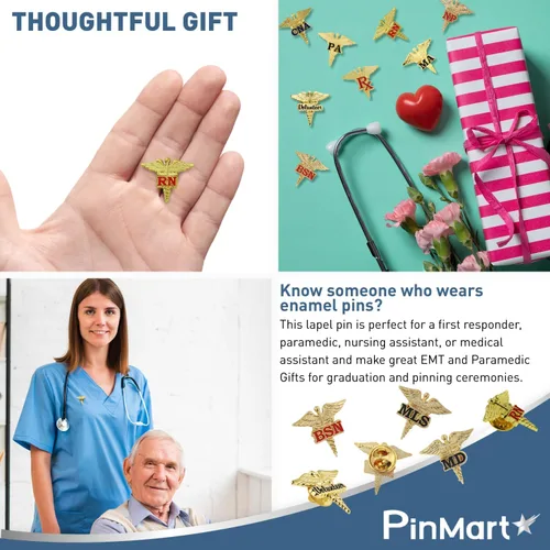 Vista 7 de PinMart s Caduceus - Pin de solapa esmaltado para enfermería, insignia ideal para CNA, accesorios de asistente médico, insignia de enfermera