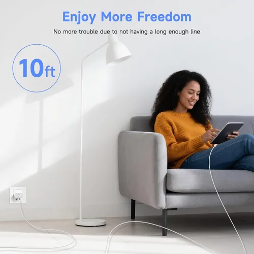 Vista 6 de Bloque de carga USB C rápido para iPhone 17 16 15, 10 pies de largo, paquete de 3 cables USBC a USBC para iPad, cable de viaje de 20 W, cable