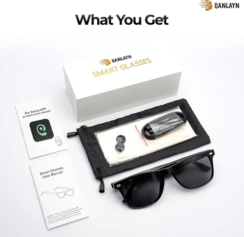 Vista 6 de Lentes inteligentes Bluetooth con aplicación de traducción de voz, gafas de sol con altavoces de oreja abierta, duración diaria de la batería 22H