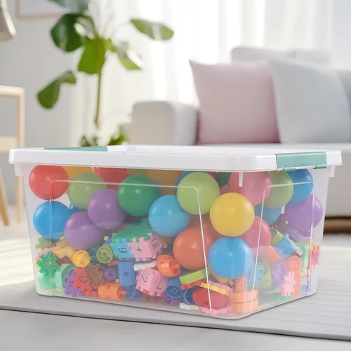 Vista 6 de Yuright Caja de almacenamiento de plástico con tapa de 35 cuartos de galón, 6 paquetes