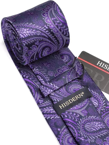 Vista 37 de HISDERN Corbatas para hombre, corbata de cachemira y bolsillo cuadrado tejido clásico floral para hombre, corbata de fiesta de boda