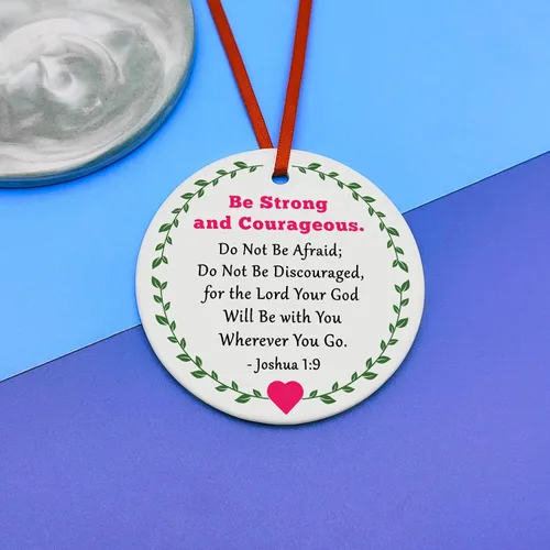 Vista 6 de Regalos de aliento cristiano para mujeres y hombres, ornamento navideño, regalos inspiradores con versículos bíblicos, regalo de Josué 1:9, regalo