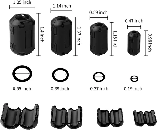 Vista 2 de Núcleo de anillo de ferrita negro RFI EMI cable supresor de ruido Clip-20Pcs