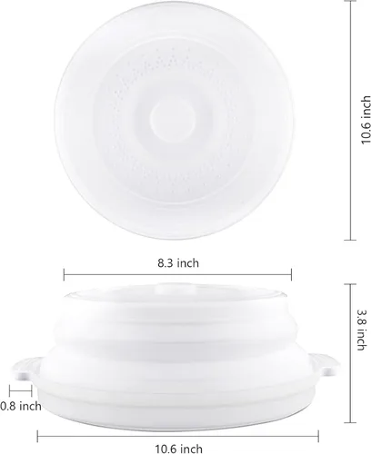 Vista 2 de Juego de 2 cubiertas para salpicaduras de microondas con bandeja de platos, cubierta de microondas para alimentos sin BPA, tapa de 10.6 pulgadas