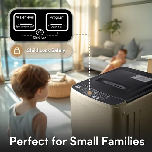 Vista 6 de Anypro - Lavadora portátil y secadora de ropa 17.8LBS, lavadora y centrifugadora completamente automática con 10 programas y 8 niveles de agua