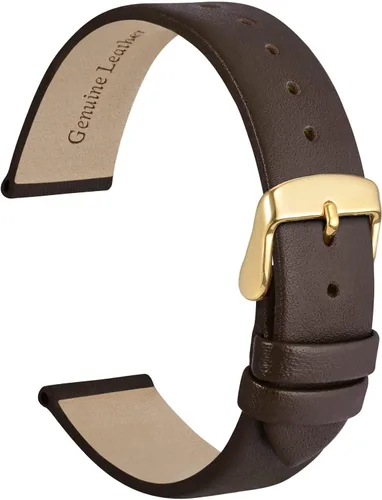 Vista 50 de WOCCI Correa de reloj elegante de 0.315 in de ancho, correa de repuesto de cuero genuino con hebilla dorada (negro)