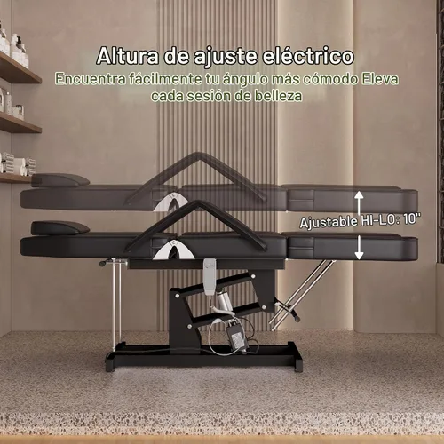 Vista 4 de Cama facial eléctrica para esteticista, mesa de masaje resistente Negro