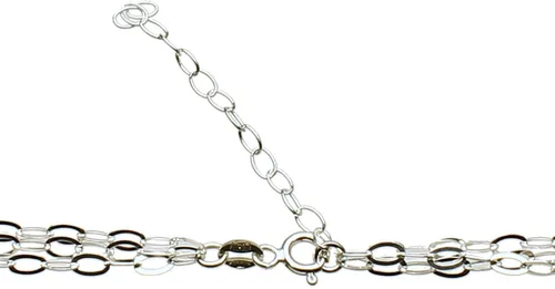 Vista 3 de Collar de cadena de cable ovalada plana de plata de ley de 3 cuerdas para Italia de múltiples hebras ajustable
