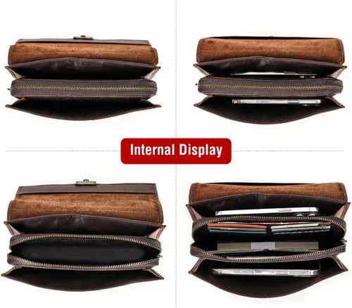 Vista 9 de Funda de piel de grano superior para hombre y mujer, múltiples bolsillos/ranuras, RFID de gran capacidad para tarjetas, cheques, dinero, pasaporte