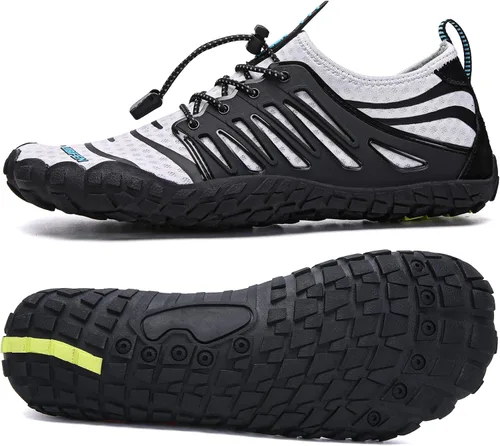 Vista 26 de UBFEN Zapatos acuáticos para natación, para hombre y mujer, para deportes de playa, secado rápido, descalzos para navegación, pesca, buceo, surf