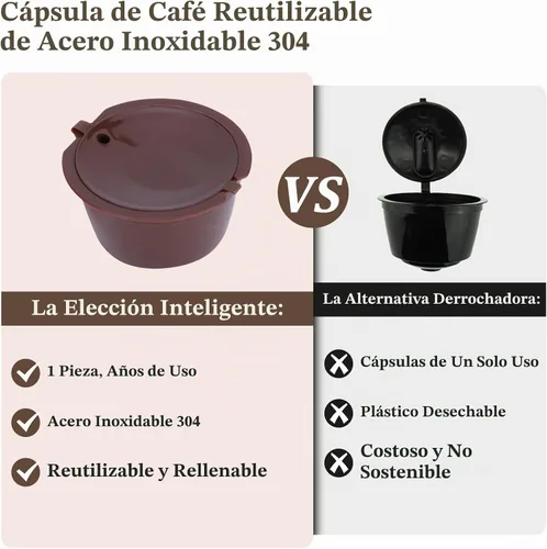 Vista 5 de Plplaaoo Paquete de 6 cápsulas de café reutilizables compatibles con Nescafe Dolce Gusto – Cápsulas de café recargables con cepillo de limpieza