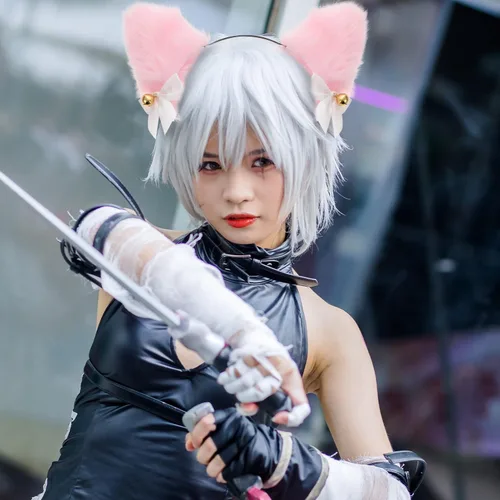 Vista 9 de SOIMISS 1 juego de diadema de orejas de gato de felpa con pajarita y cuello de encaje, accesorios de orejas peludas para fiestas de cosplay
