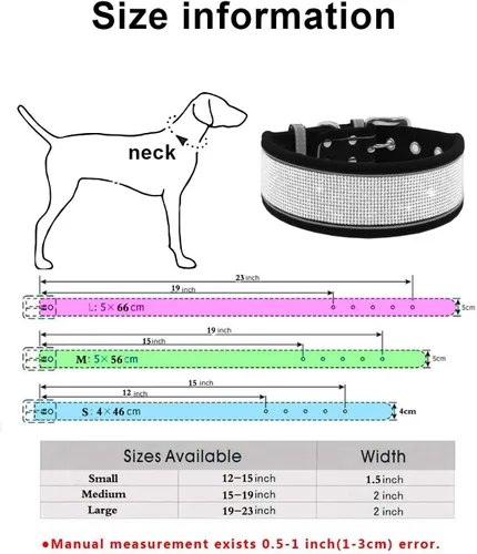 Vista 2 de Serijoars Collar de perro con diamantes de imitación, deslumbrante, suave, cómodo, reflectante, collar para perro grande, collar de diamantes