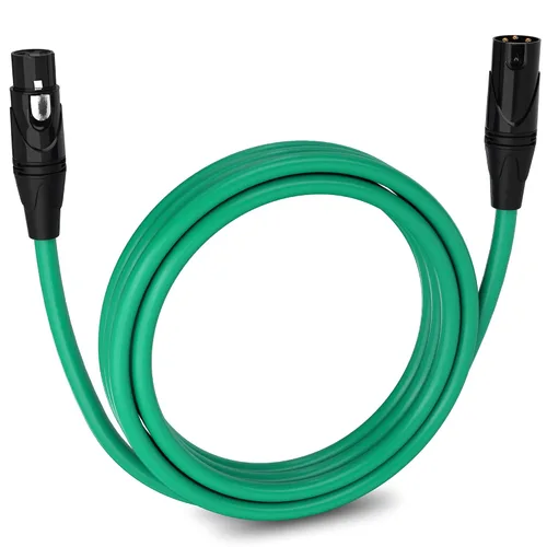 Vista 169 de LyxPro Cable de micrófono XLR hembra a macho de ángulo recto de 3 pines de 1.5 pies para altavoces amplificados, interfaz de audio, rendimiento