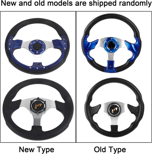 Vista 7 de Volante de 13 pulgadas, ajuste universal para autos deportivos y de deriva de cuero sintético, diseño de carreras azul, agarre y control mejorados