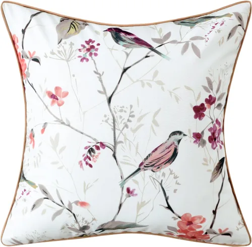 Vista 40 de VOGOL - Funda de almohada texturizada de lino, 18 x 18 pulgadas, estilo granja, para sofá, cama y habitación, con diseño de pájaros y hojas beige