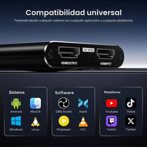 Vista 7 de XIIXMASK Tarjeta de captura de video, tarjeta de captura de audio y video, tarjeta de captura USB 3.0 4K HDMI Loop-Out, 1080P 60FPS/2K 30FPS captura