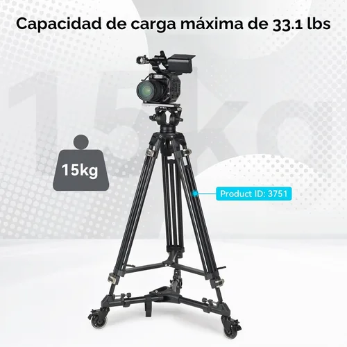 Vista 7 de SmallRig Carrito/Dolly Universal para Trípode de Fotografía, Resistente con Ruedas de Goma de 3", Patas Ajustables y Bolsa de Transporte, Capacidad