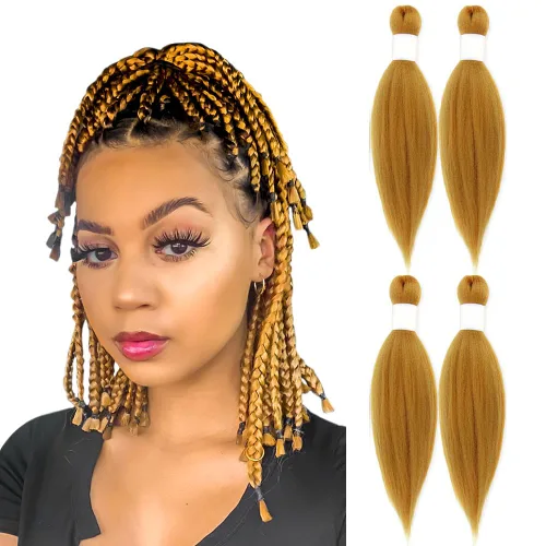 Vista 23 de Cabello trenzado burdeos, 10 pulgadas, 4 paquetes Cabello preestirado, trenzas de ganchillo cortas y rectas, textura Yaki, fibra sintética