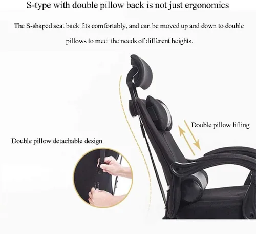 Vista 3 de Silla ergonómica reclinable de oficina, silla de escritorio con altura ajustable, reposacabezas de malla transpirable, cojín de espuma suave