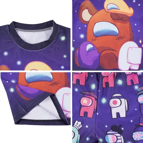 Vista 2 de Camiseta y pantalones cortos de manga corta para niños y niñas, ropa casual, 2 piezas, camisa y pantalones cortos para niños de 6 a 10 años