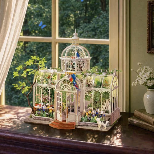 Vista 8 de Rolife Greenhouse Miniature House Kit with LED Light