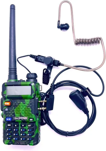 Vista 4 de Auricular con tubo acústico oculto con micrófono para radio Baofeng UV-5R de dos vías, auricular de vigilancia y PTT compatible con walkie talkies