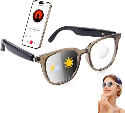 Vista 8 de GS07 - Lentes de sol fotocromáticos inteligentes, lentes de luz azul para hombres, Bluetooth 5.4, micrófono de sonido abierto y altavoces
