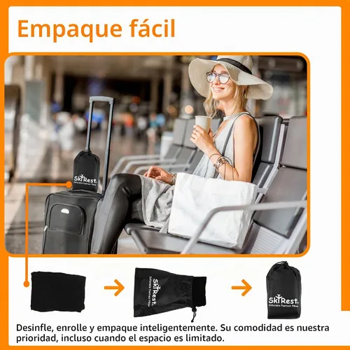 Vista 7 de Almohada inflable para reposapiés para viajes en avión - Reposapiernas ajustable para vuelos largos, extensor de asiento de avión para bebé/niño