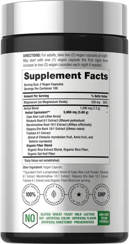 Vista 2 de Horbaach Magnesio 230mg Mezcla de hierbas Plus 200 cápsulas veganas Limpieza suave Suplemento sin OMG y sin gluten