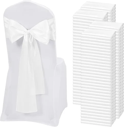 Vista 32 de 60 bandas de satén color burdeos para silla, diseño de lazos, para decoración de sillas de Acción de Gracias, boda, Navidad, banquetes, fiestas